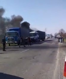 На трасі, неподалік Хуста горіла вантажівка (ВІДЕО)