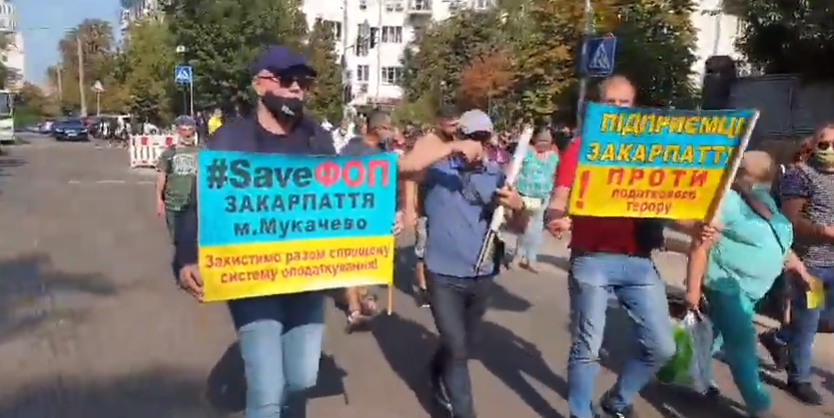 Представники Мукачівської організації політпартії "ОПЗЖ" протестують у Києві (ВІДЕО)