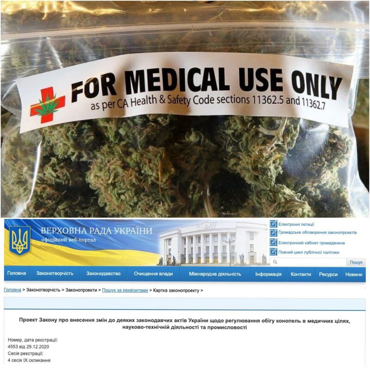У Верховній Раді зареєстрували проєкт закону про легалізацію марихуани